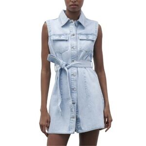 Zara The Summer‎ Doro Dress Light Wash Denim Dress Sleeveless Size Small